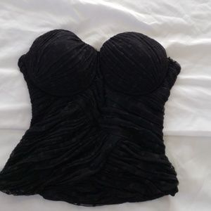 GUESS, top strapless, black polka dots